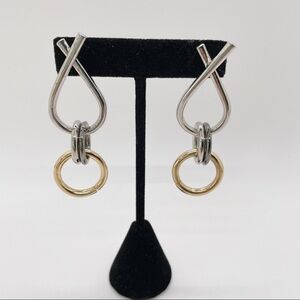 Mid Century Modern Brutalist Y2K Mixed Silver Gold Tone Earrings